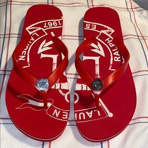 Red Ralph Lauren flip flops